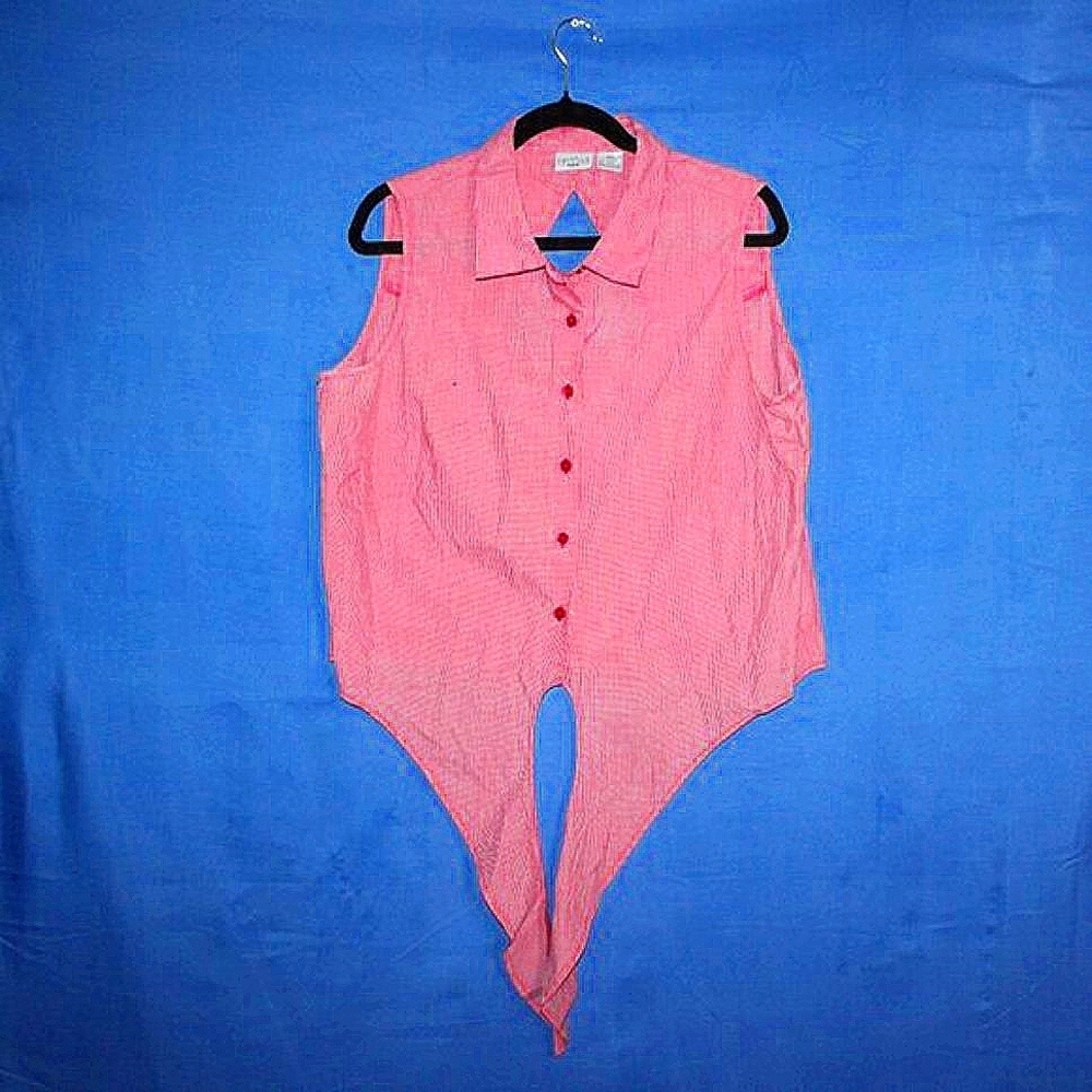 Carolina Colours Plus Red Gingham Tie Front Vest 18W